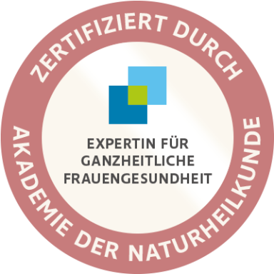 Badge: Zertifiziert durch Akademie der Naturheilkunde "Expertin für ganzheitliche Frauengesundheit"